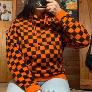 Orange Checkered Hoodie